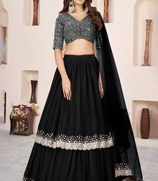 Black Sequins Embroidered Georgette A Line Lehenga Choli with Net Dupatta