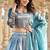 Sea Green Sequins Embroidered Silk Blend A Line Bridal Lehenga Choli with Dupatta