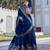 Blue Sequins Embroidered Polyester A Line Bridal Lehenga Choli with Dupatta