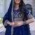 Blue Sequins Embroidered Polyester A Line Bridal Lehenga Choli with Dupatta