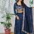 Blue Sequins Embroidered Polyester A Line Lehenga Choli with Dupatta
