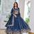Blue Sequins Embroidered Polyester A Line Lehenga Choli with Dupatta