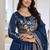 Blue Sequins Embroidered Polyester A Line Lehenga Choli with Dupatta