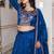 Royal Blue Sequins Embroidered Polyester A Line Lehenga Choli with Dupatta