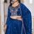 Royal Blue Sequins Embroidered Polyester A Line Lehenga Choli with Dupatta