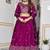 Wine Sequins Embroidered Polyester A Line Lehenga Choli with Dupatta