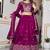 Wine Sequins Embroidered Polyester A Line Lehenga Choli with Dupatta