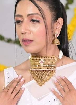Tirupati sunehri temple tessel choker necklace 1