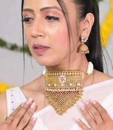 Tirupati sunehri temple tessel choker necklace