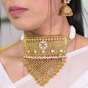 Tirupati sunehri temple tessel choker necklace 2