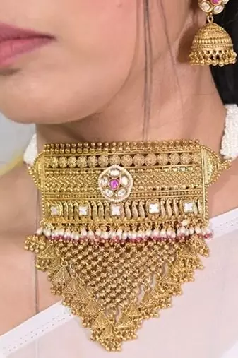 Tirupati sunehri temple tessel choker necklace