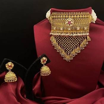 Tirupati sunehri temple tessel choker necklace 3