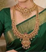 Meenakshi temple 24 karat gold long necklace