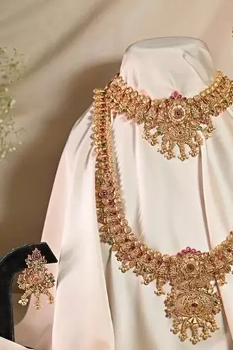 Meenakshi temple 24 karat gold long necklace