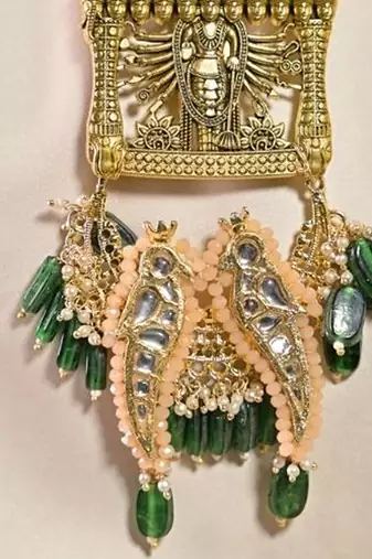 Durga parrot green temple necklace