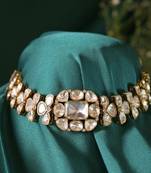 Ratna royal mossanite golden choker necklace