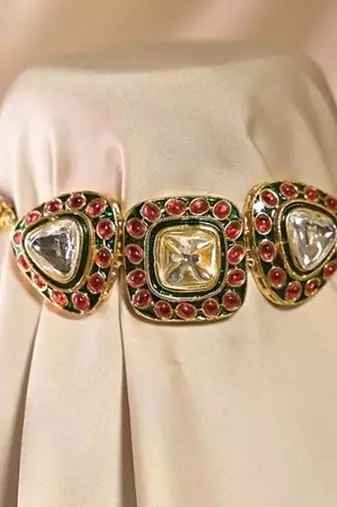 Rajsi mohar red polki choker necklace