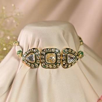 Rajsi mohar green polki choker necklace 1