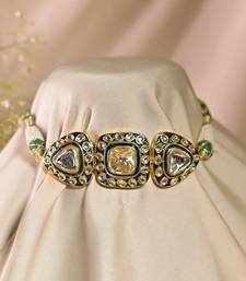 Rajsi mohar green polki choker necklace