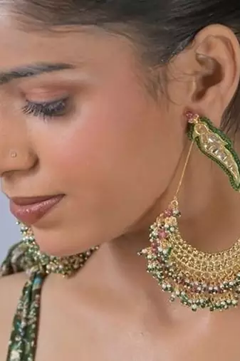 Ruhani kundan chandbali statement earring