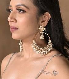 Ahilya jadau white traditional chandbali earrings