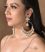 Ahilya jadau white traditional chandbali earrings