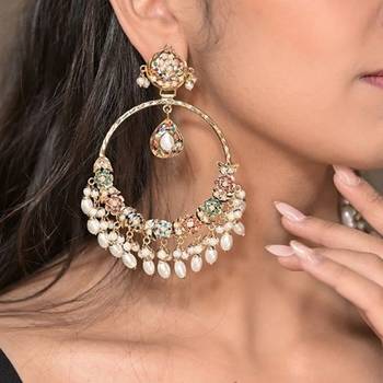 Ahilya jadau white traditional chandbali earrings 3