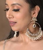 Ahilya jadau blue traditional chandbali earrings