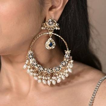 Ahilya jadau blue traditional chandbali earrings 2