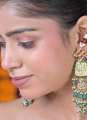 Shikara shine jadau string kashmiri earrings 2