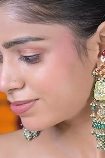 Shikara shine jadau string kashmiri earrings