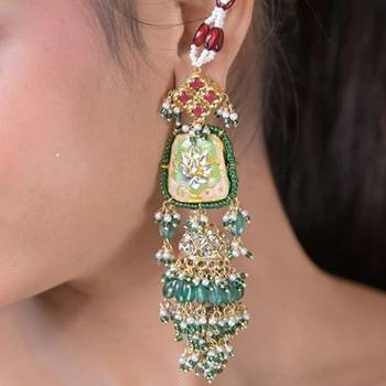 Shikara shine jadau string kashmiri earrings 3