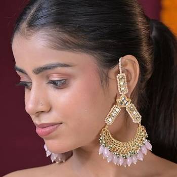 Madhurima kundan chandbali statement earring 1