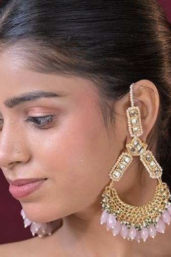 Madhurima kundan chandbali statement earring