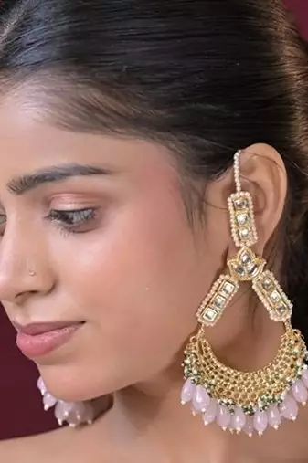 Madhurima kundan chandbali statement earring