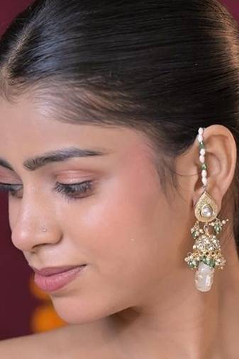 Rasika pearl string kashmiri earrings