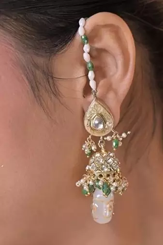 Rasika pearl string kashmiri earrings
