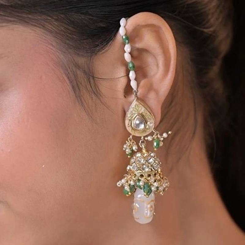 Rasika pearl string kashmiri earrings