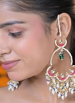 Gulbahar crescent kundan statement earrings 1