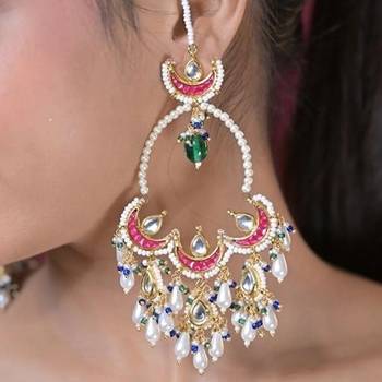 Gulbahar crescent kundan statement earrings 2