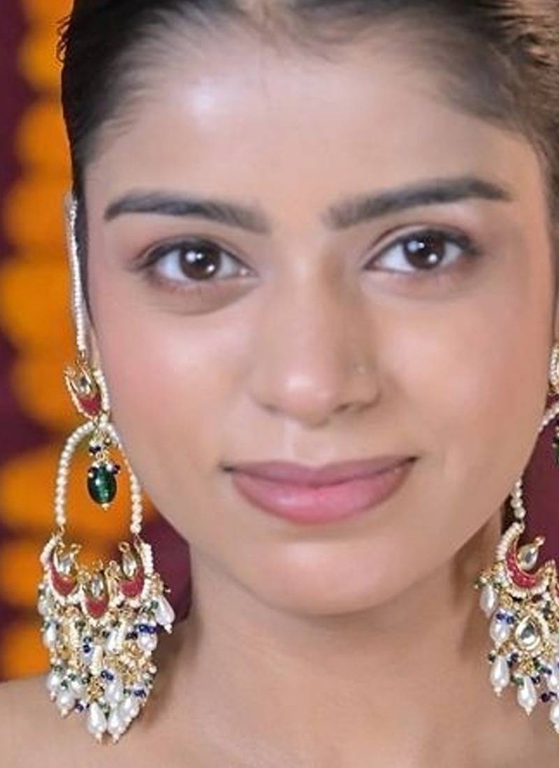 Gulbahar crescent kundan statement earrings