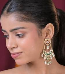 Royal lotus kundan chandbali statement earrings