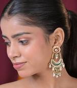 Royal lotus kundan chandbali statement earrings