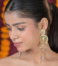 Chandralekha pearl string kashmiri long earrings