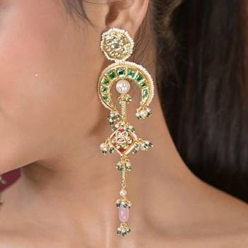 Chandralekha pearl string kashmiri long earrings 2