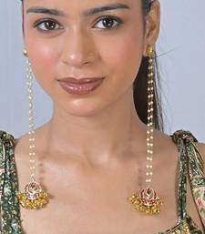 Chandra ghunghroo pearl string kashmiri long earrings