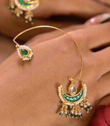 Sindoori kamal green earcuffs earrings