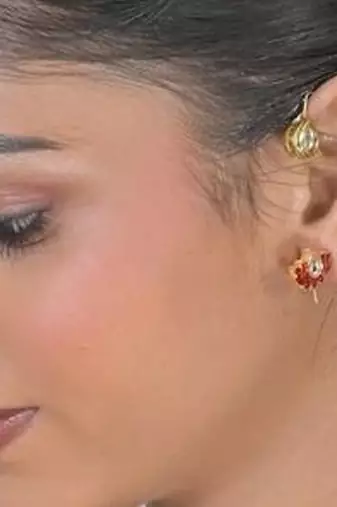 Sindoori kamal red earcuffs earrings