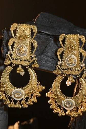 Matsya gold long jhumka earrings