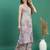 women beige floral printed mirror work v-neck straight kurta with trousers